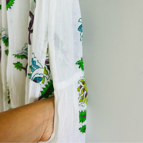 Oliphant Button Neck 3/4 Sleeve Maxi Dress Puglia Lime Size XS - Picture 7 of 10